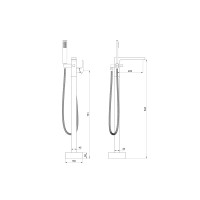Смеситель для ванны напольного монтажа WONZON & WOGHAND, Хром (WW-88649009-CR)