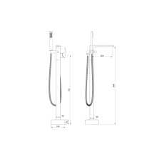Смеситель для ванны напольного монтажа WONZON & WOGHAND, Брашированное золото (WW-88649009-BG)