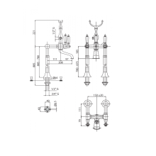 Напольный смеситель для ванны с кронштейном для слива-перелива CEZARES FIRST-VDPS-02-Bi