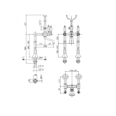 Напольный смеситель для ванны с кронштейном для слива-перелива CEZARES FIRST-VDPS-02-Bi