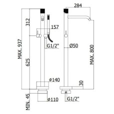 Смеситель напольный для ванны Paffoni Jo JO032CR