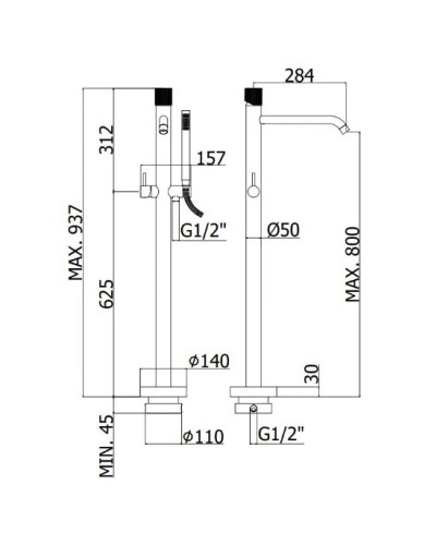 Смеситель напольный для ванны Paffoni Jo JO032CR