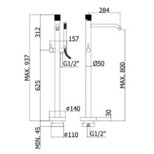 Смеситель напольный для ванны Paffoni Jo JO032NO