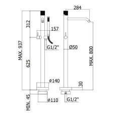 Смеситель напольный для ванны Paffoni Jo JO032NO