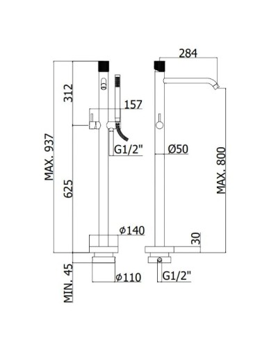 Смеситель напольный для ванны Paffoni Jo JO032NO
