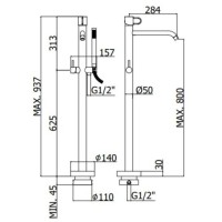 Смеситель напольный для ванны Paffoni Joker JK032CR