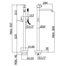 Смеситель напольный для ванны Paffoni Joker JK032CR
