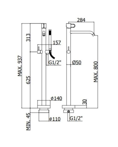 Смеситель напольный для ванны Paffoni Joker JK032CR