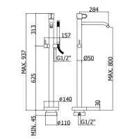 Смеситель напольный для ванны Paffoni Joker JK032NO