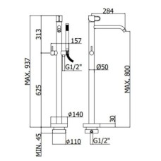 Смеситель напольный для ванны Paffoni Joker JK032NO