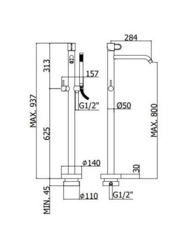 Смеситель напольный для ванны Paffoni Joker JK032NO