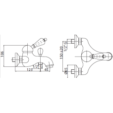 Напольный смеситель для ванны с ручным душем CEZARES ELITE-VDPM-02-Bi