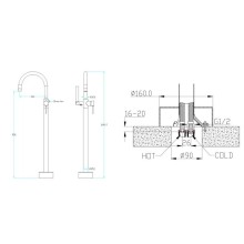 Смеситель напольный для ванны Boheme Uno 469-BG