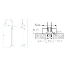 Смеситель напольный для ванны Boheme Uno 469-BG