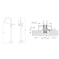 Смеситель напольный для ванны Boheme Uno 469-WCR