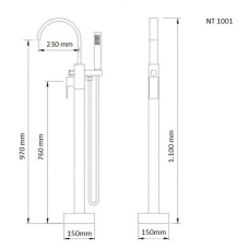 Смеситель напольный для ванны NT Bagno Nera C NT1001