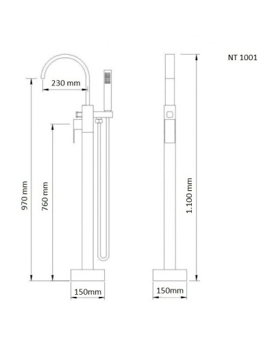 Смеситель напольный для ванны NT Bagno Nera C NT1001
