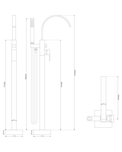 Смеситель напольный для ванны NT Bagno Nera B NT42031