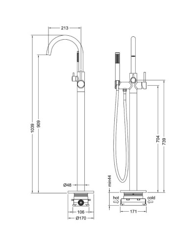 Смеситель напольный для ванны Timo Saona 2310/18Y-CR