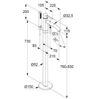 Смеситель напольный для ванны Kludi Bozz 385900576