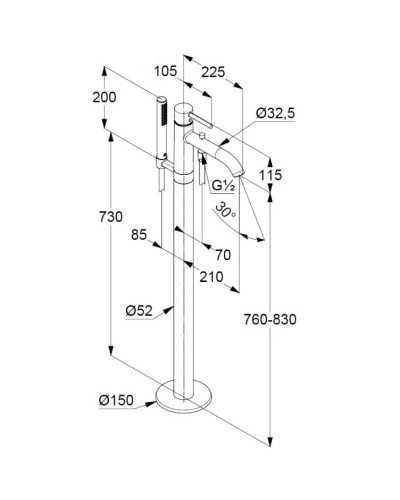 Смеситель напольный для ванны Kludi Bozz 385903976
