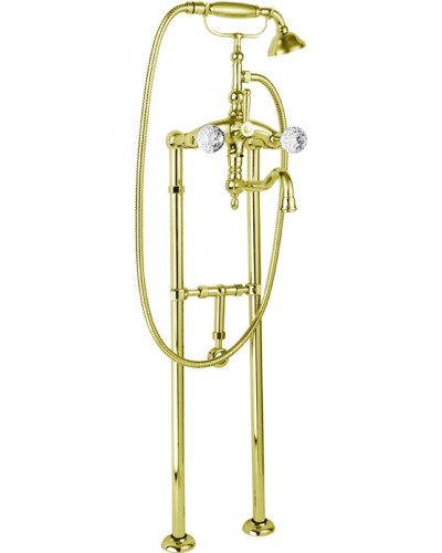 Напольный смеситель для ванны поворотный излив, ручным душем кронштейном слива-перелива CEZARES ATLANTIS-VDPS2-03/24-Sw/M