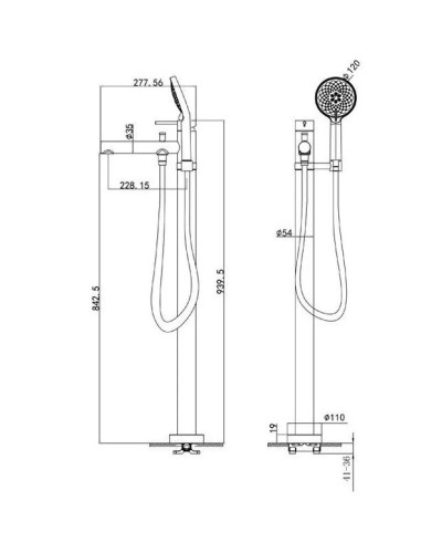 Смеситель напольный для ванны Caprigo Don 53-013-NER