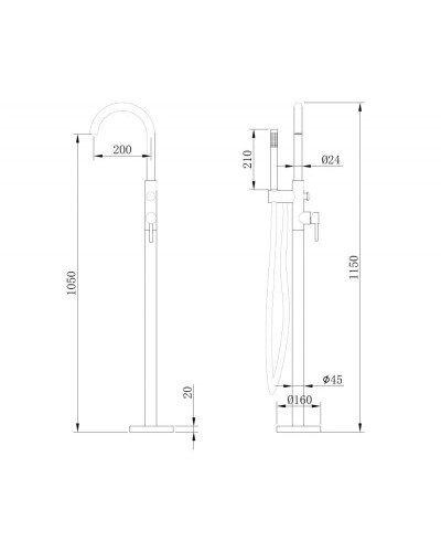 Смеситель напольный для ванны Abber Wasser Kreis AF8115RG