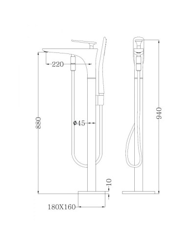 Смеситель напольный для ванны Abber Zeitlos AF8915W