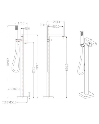 Смеситель напольный для ванны Grocenberg GB800BR