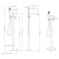 Смеситель напольный для ванны Grocenberg GB800BL