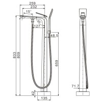 Смеситель напольный для ванны Rose R1322H