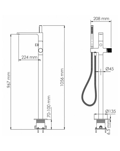 Смеситель напольный для ванны WasserKRAFT Mosel 4621