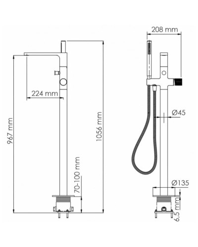 Смеситель напольный для ванны WasserKRAFT Tauber 6421