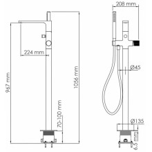 Смеситель напольный для ванны WasserKRAFT Fulda 5221