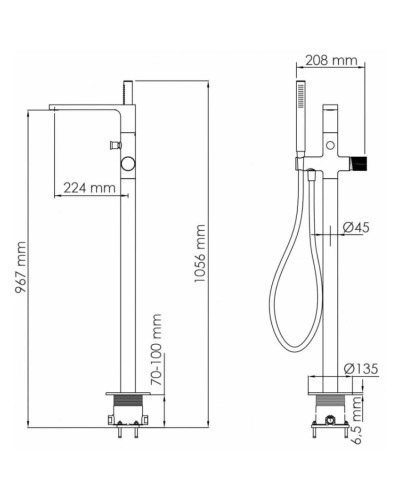Смеситель напольный для ванны WasserKRAFT Fulda 5221