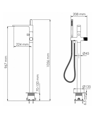 Смеситель напольный для ванны WasserKRAFT Ems 7621