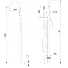 Смеситель напольный для ванны Abber Wasser Kreis AF8115