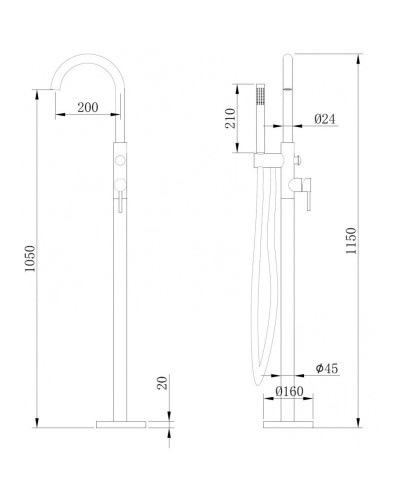 Смеситель напольный для ванны Abber Wasser Kreis AF8115