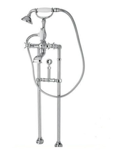 Напольный смеситель для ванны с ручным душем и кронштейном для слива-перелива CEZARES LORD-VDPS-01-Bi