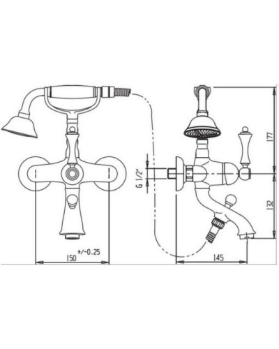 Напольный смеситель для ванны с ручным душем CEZARES ATLANTIS-VDP-02-Sw/M
