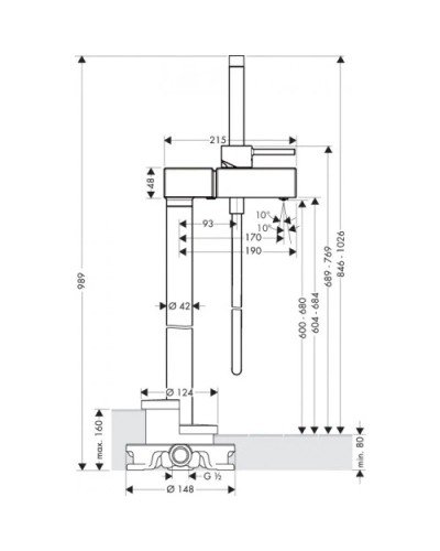 Смеситель напольный для ванны Axor Starck X 10406000