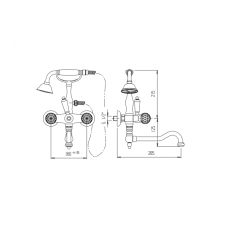 Напольный смеситель для ванны поворотный излив, ручным душем кронштейном слива-перелива CEZARES ATLANTIS-VDPS2-03/24-Sw/M