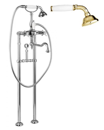 Напольный смеситель для ванны с повор.изливом кронштейном для слива-перелива CEZARES LORD-VDPS2-03/24-Bi