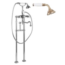 Напольный смеситель для ванны с повор.изливом кронштейном для слива-перелива CEZARES LORD-VDPS2-02-Bi