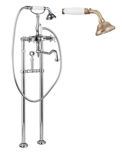 Напольный смеситель для ванны с повор.изливом кронштейном для слива-перелива CEZARES LORD-VDPS2-02-Bi