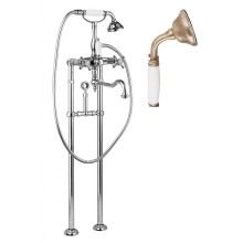 Напольный смеситель для ванны с повор.изливом кронштейном для слива-перелива CEZARES GOLF-VDPS2-02-Bi