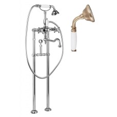 Напольный смеситель для ванны с повор.изливом кронштейном для слива-перелива CEZARES GOLF-VDPS2-02-Bi