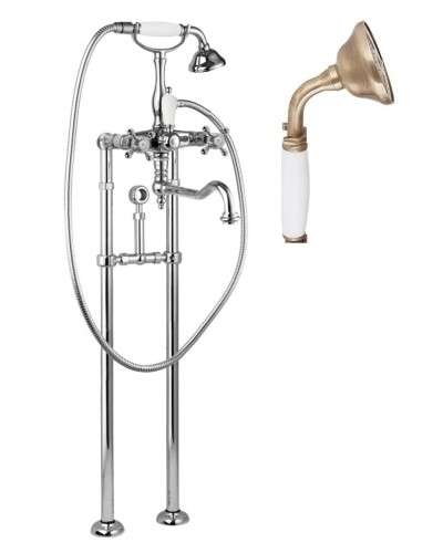 Напольный смеситель для ванны с повор.изливом кронштейном для слива-перелива CEZARES GOLF-VDPS2-02-Bi