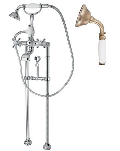 Напольный смеситель для ванны с кронштейном для слива-перелива CEZARES GOLF-VDPS-02-Bi